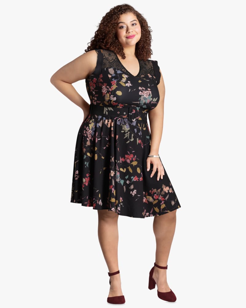 Plus size model with diamond body shape wearing Cortland Lace Fit and Flare Dress by City Chic | Dia&Co | dia_product_style_image_id:118021